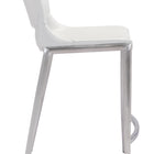 Zuo Ace Counter Stool (Set of 2) White & Silver