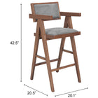 Zuo Delhi Barstool (Set of 2) Gray & Walnut