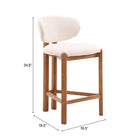 Zuo Rosetta Counter Stool (Set of 2) Beige & Walnut