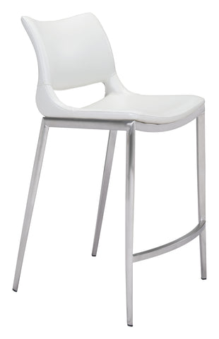 Zuo Ace Counter Stool (Set of 2) White & Silver