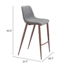 Zuo Magnus Barstool (Set of 2) Slate Gray & Walnut