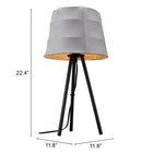 Zuo Mozzi Table Lamp Gray & Black