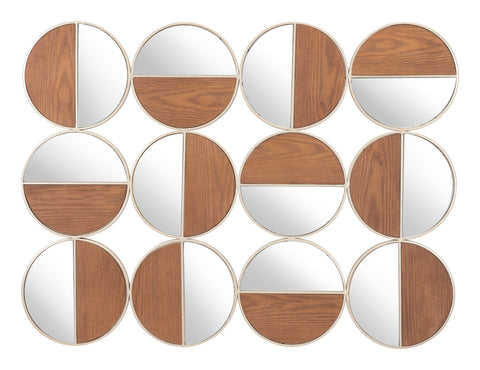 Zuo Cycle Round Mirror Gold & Walnut