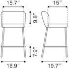 Zuo Linz Counter Stool (Set of 2) Gray