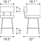 Zuo Blanca Counter Stool (Set of 2) Ivory
