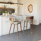 Zuo Brew Barstool Beige & Walnut