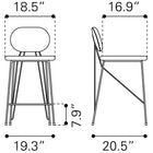 Zuo Georges Counter Stool (Set of 2) Gray & Gold