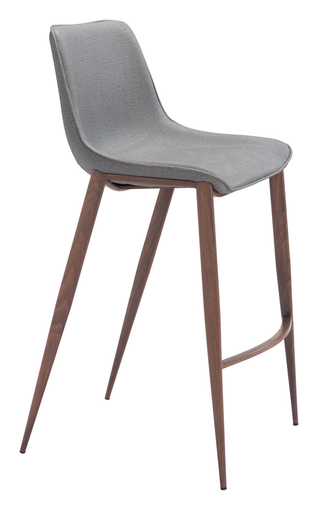 Zuo Magnus Barstool (Set of 2) Slate Gray & Walnut