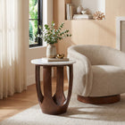 Zuo Vaan Side Table White & Walnut