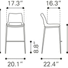 Zuo Ace Counter Stool (Set of 2) Dark Gray & Walnut