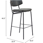 Zuo Charon Barstool (Set of 2) Vintage Black