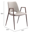 Zuo Desi Dining Chair (Set of 2) Beige & Walnut