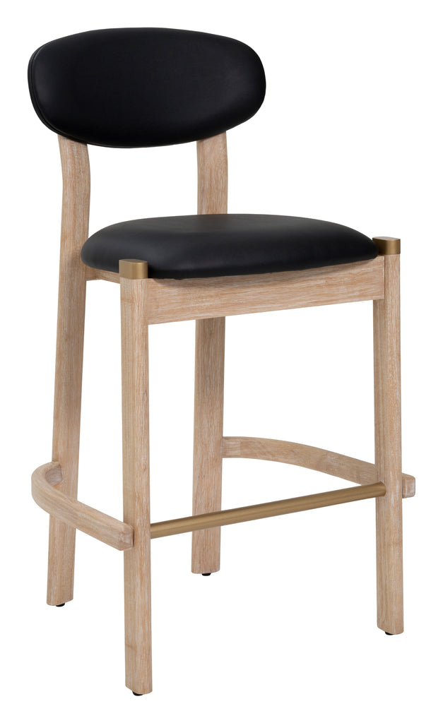 Zuo Rilou Barstool (Set of 2) Black & Natural