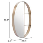 Zuo Latitude Oval Shelf Mirror Antique Bronze