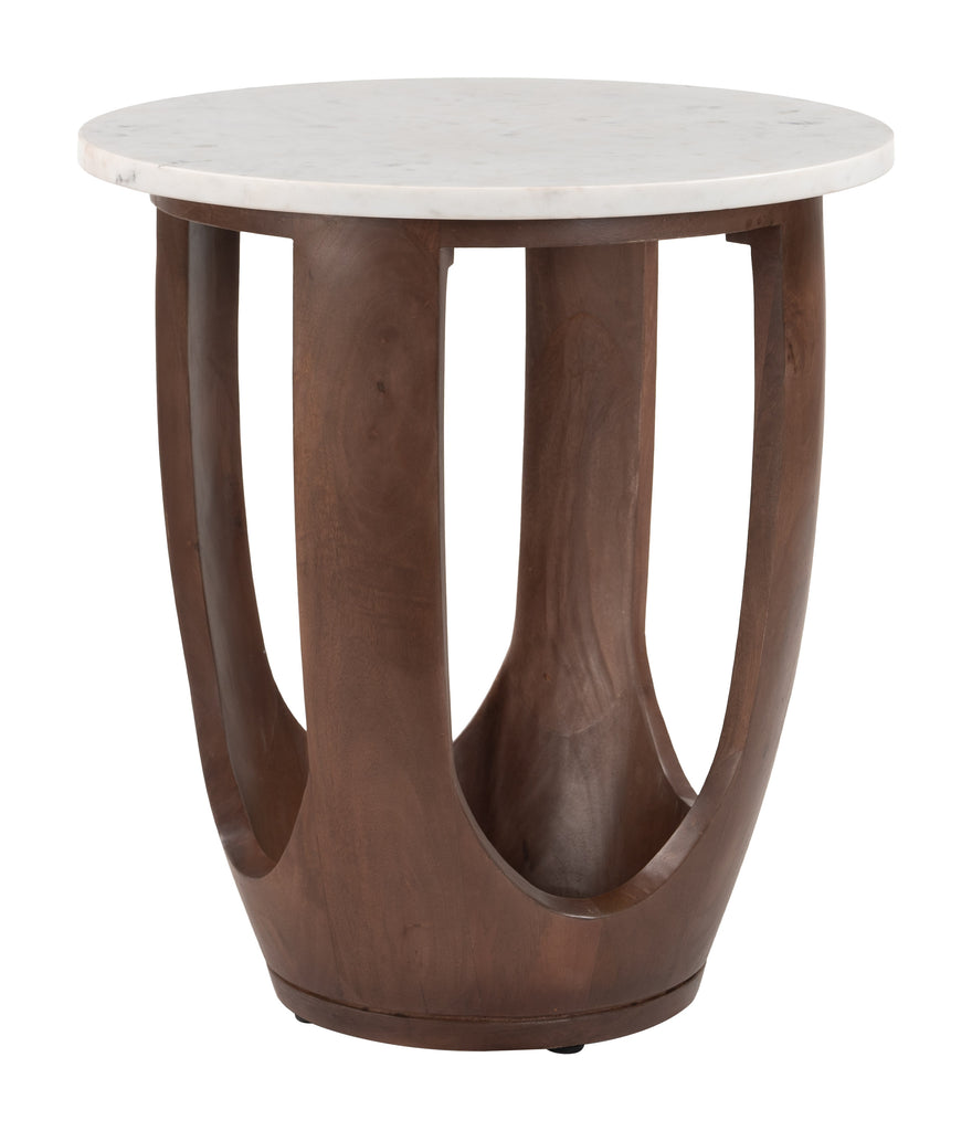 Zuo Vaan Side Table White & Walnut