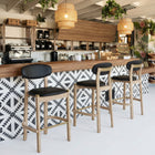 Zuo Rilou Barstool (Set of 2) Black & Natural