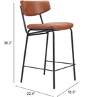 Zuo Charon Counter Stool (Set of 2) Vintage Brown