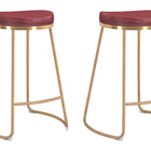 Zuo Bree Counter Stool (Set of 2) Burgundy & Gold