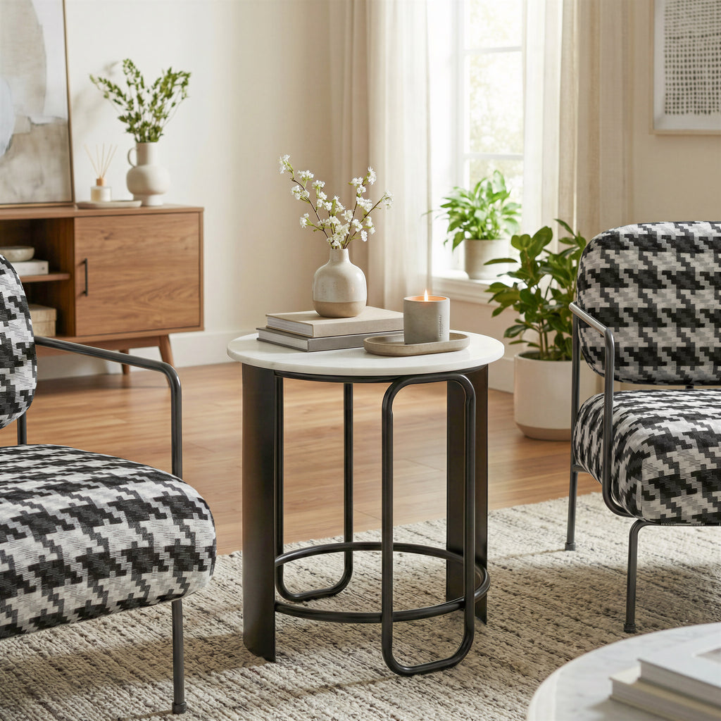 Zuo Obel Side Table White & Black