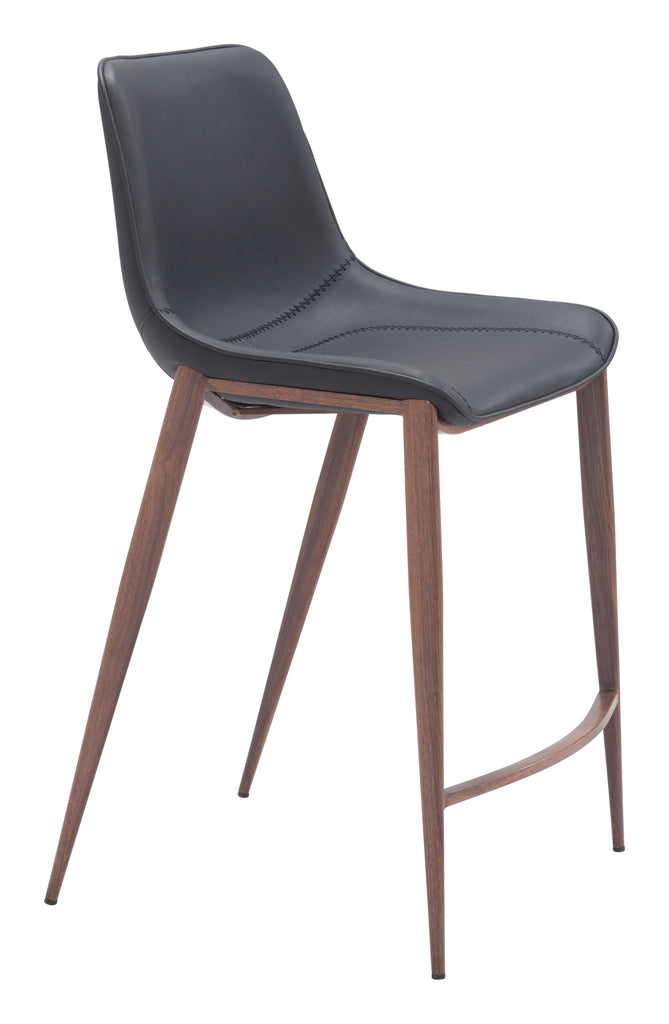 Zuo Magnus Counter Stool (Set of 2) Black & Walnut