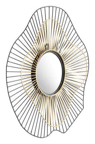 Zuo Comet Round Mirror Black & Gold