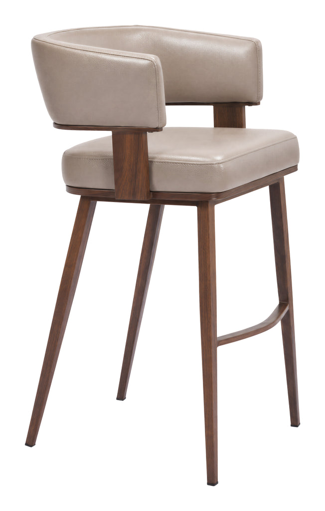 Zuo Poise Barstool Brown & Walnut
