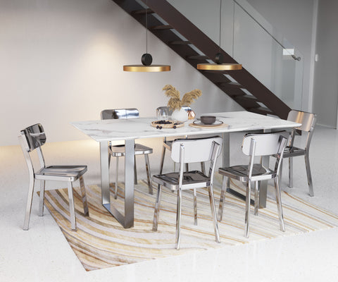 Zuo Atlas Dining Table White & Silver
