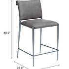 Zuo Freesia Counter Stool (Set of 2) Charcoal Gray
