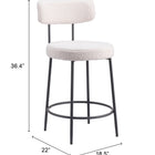 Zuo Blanca Counter Stool (Set of 2) Ivory