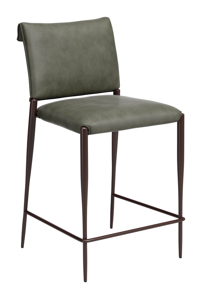 Zuo Freesia Counter Stool (Set of 2) Olive Green