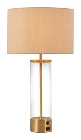 Zuo Boreal Table Lamp Beige & Gold