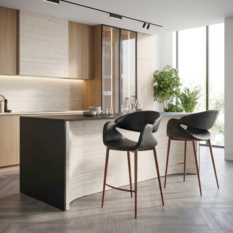 Zuo Limay Counter Stool Black & Walnut