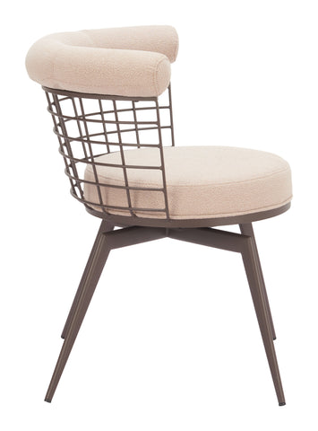 Zuo Saku Swivel Dining Chair Beige & Brown
