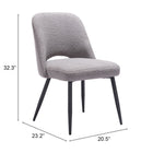 Zuo Teddy Dining Chair (Set of 2) Gray
