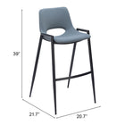 Zuo Desi Barstool (Set of 2) Azure Gray
