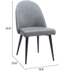Zuo Silloth Armless Dining Chair (Set of 2) Gray