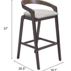 Zuo Troy Barstool (Set of 2) Dove Gray & Espresso