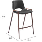 Zuo Desi Counter Stool (Set of 2) Black & Walnut
