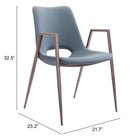 Zuo Desi Dining Chair (Set of 2) Azure Gray & Walnut