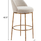 Zuo Nordhavn Swivel Barstool Beige & Gold