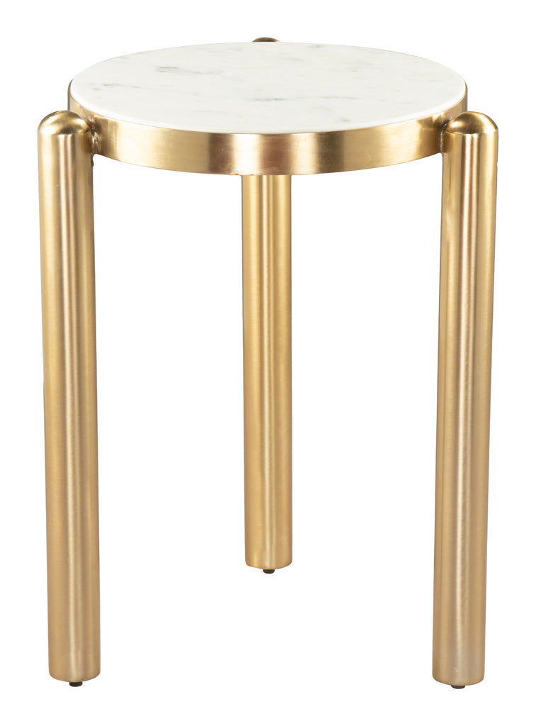 Zuo Noan Side Table White & Gold