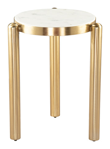 Zuo Noan Side Table White & Gold