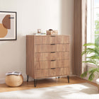 Manhattan Comfort DUMBO Modern 5-Drawer Tall Dresser in Golden Brown