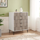 Manhattan Comfort DUMBO Modern 5-Drawer Tall Dresser in White and Grey