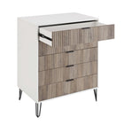 Manhattan Comfort DUMBO Modern 5-Drawer Tall Dresser in White and Grey