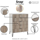 Manhattan Comfort DUMBO Modern 5-Drawer Tall Dresser in White and Grey