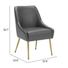 Zuo Maxine Dining Chair Gray & Gold