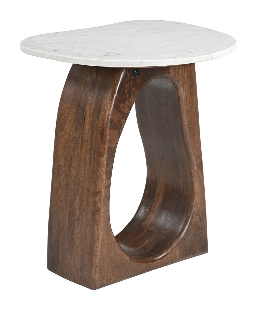 Zuo Vara Side Table White & Walnut