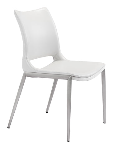 Zuo Ace Dining Chair (Set of 2) White & Silver