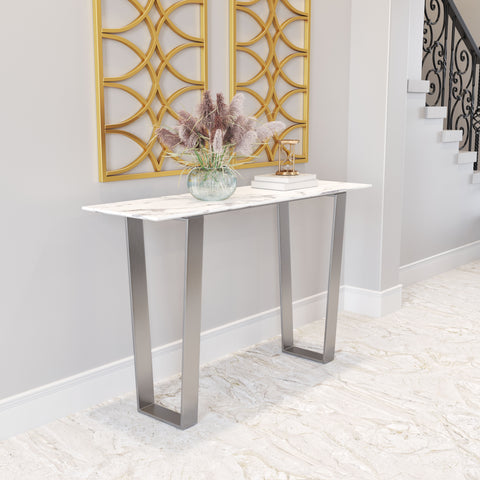 Zuo Atlas Console Table White & Silver